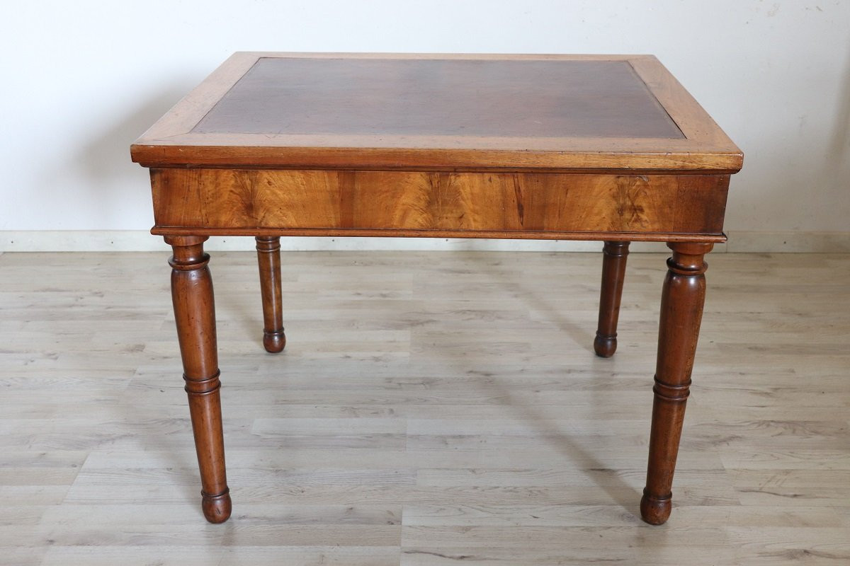 Bureau ancien en noyer, Italie Milieu du 19ème siècle-photo-7