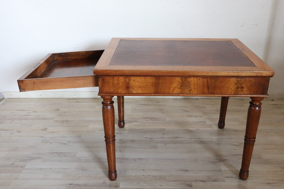 Bureau ancien en noyer, Italie Milieu du 19ème siècle-photo-8