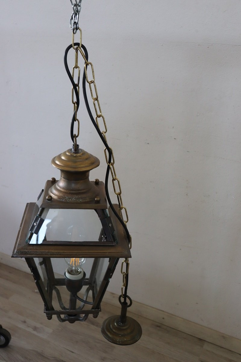 lanterne vintage italienne 1980 en verre et lation-photo-6