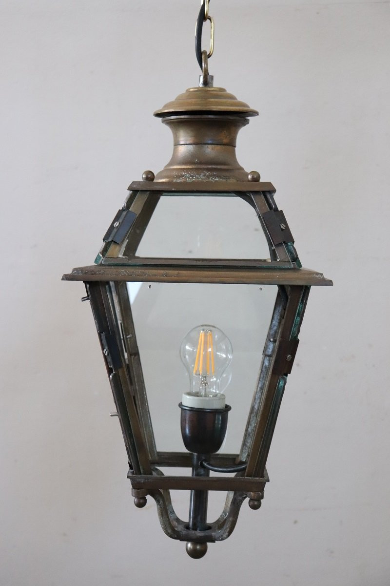 lanterne vintage italienne 1980 en verre et lation-photo-8