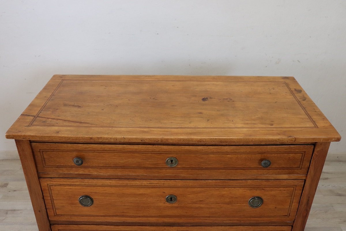 Inlay Walnut Antique Chest Of Drawers, Italy Late 18th Century-photo-2