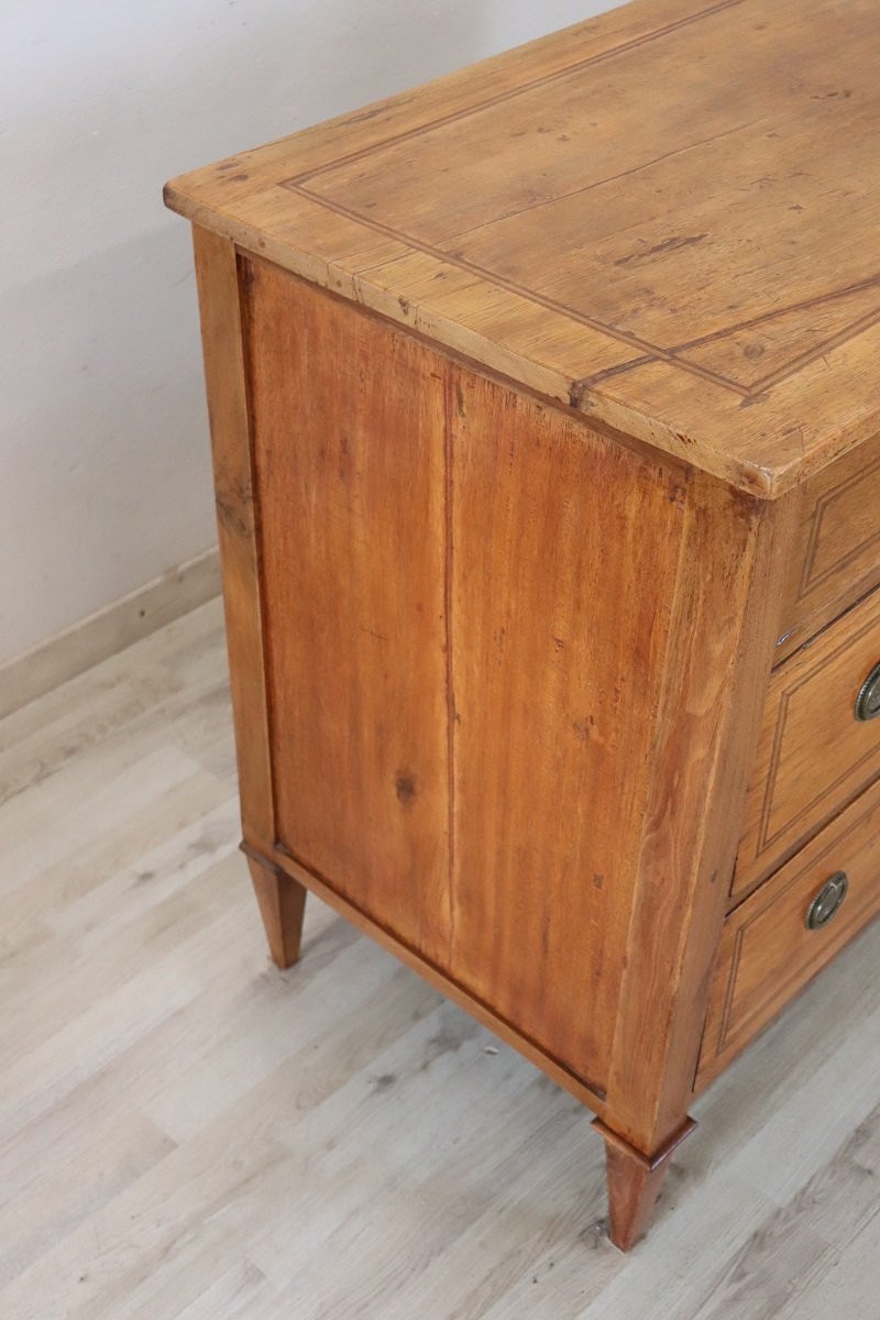 Inlay Walnut Antique Chest Of Drawers, Italy Late 18th Century-photo-3