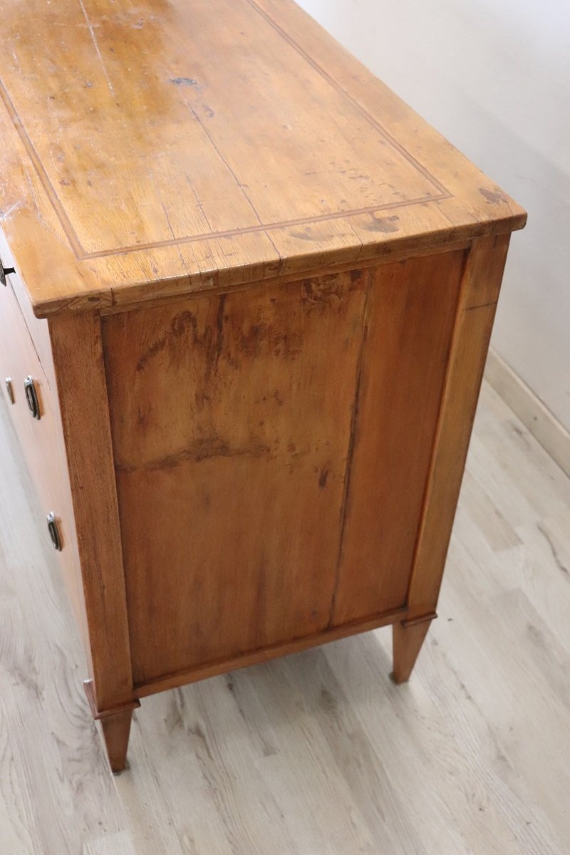 Inlay Walnut Antique Chest Of Drawers, Italy Late 18th Century-photo-4