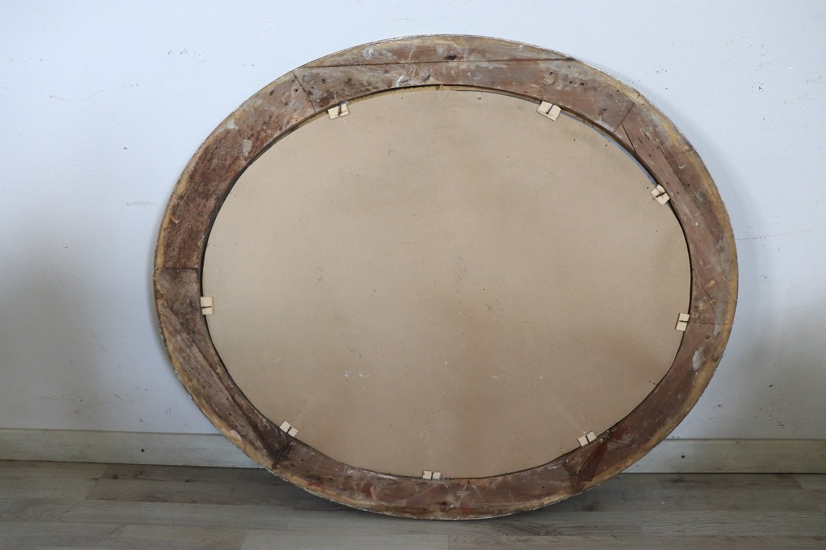 Antique Gilt Wood Oval Wall Mirror, 19th Century-photo-4
