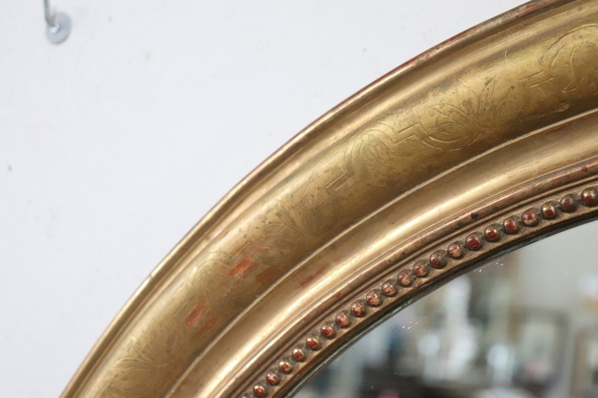 Antique Gilt Wood Oval Wall Mirror, 19th Century-photo-7