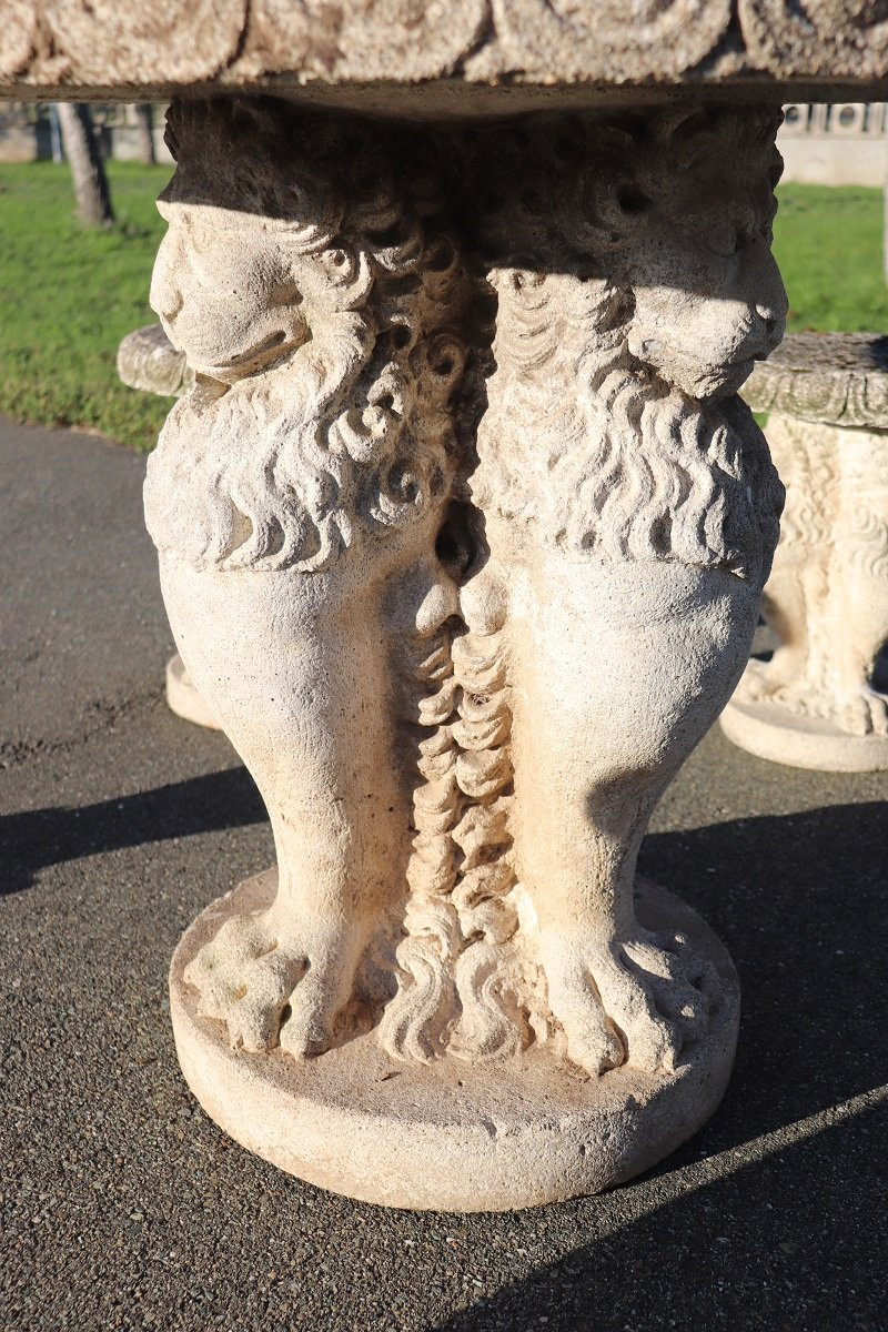 Garden Set Table And 6 Stools, Italy Early 20th Century-photo-3