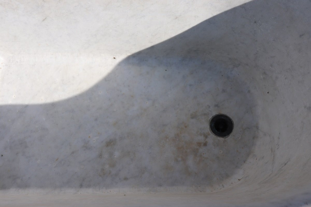 baignoire italienne ancienne, marbre blanc de Carrara XIXe siècle-photo-2