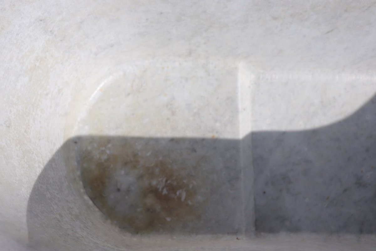 baignoire italienne ancienne, marbre blanc de Carrara XIXe siècle-photo-3