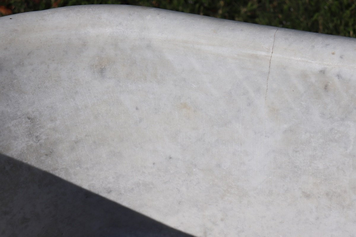 baignoire italienne ancienne, marbre blanc de Carrara XIXe siècle-photo-7
