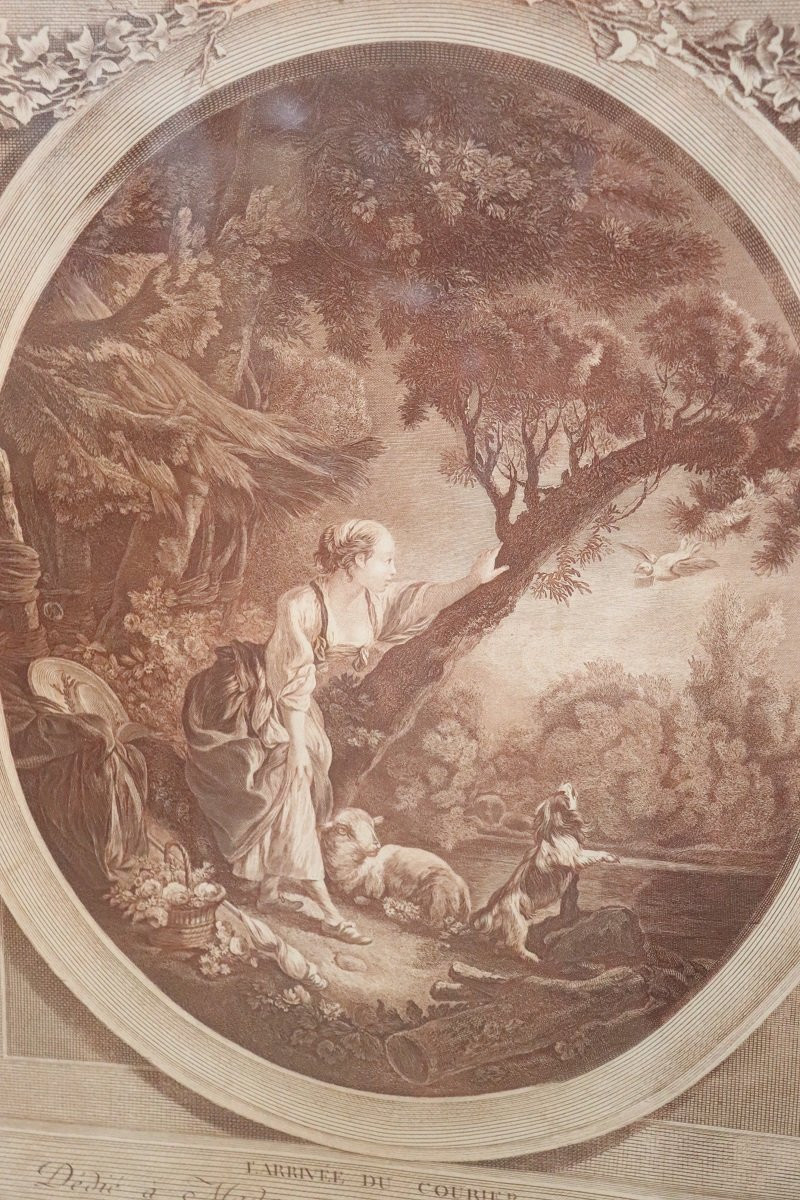 French Antique Copper Engravings Romantic Scenes-photo-1