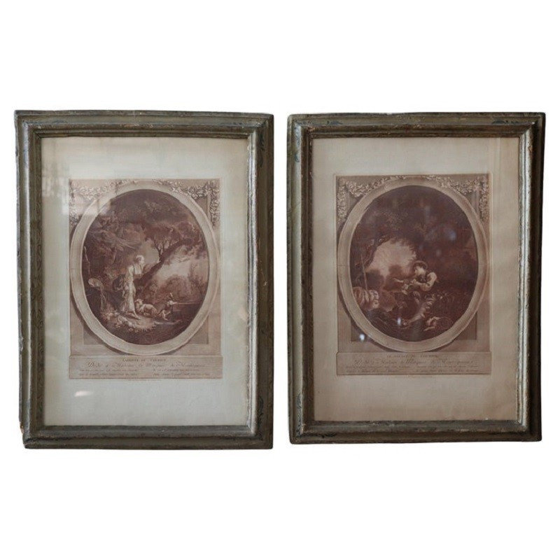 French Antique Copper Engravings Romantic Scenes