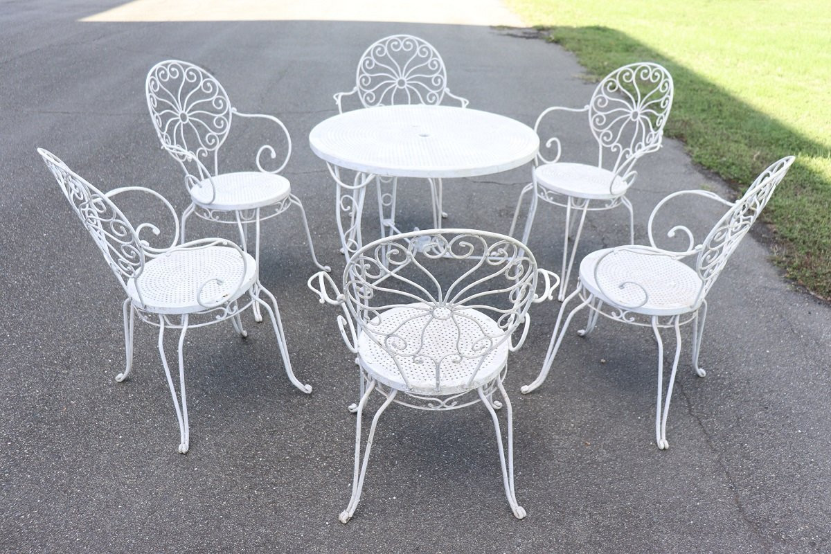 Garden Set Table And 6 Armchairs, Italy 1970s-photo-2