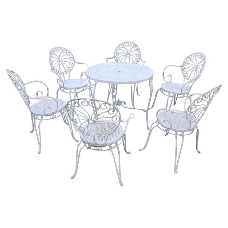 Garden Set Table And 6 Armchairs, Italy 1970s