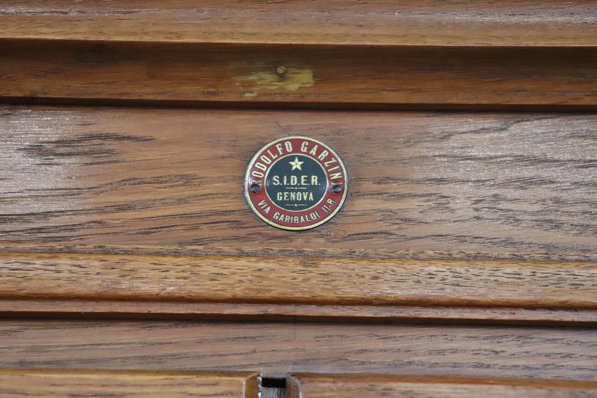 Filing Cabinet With 18 Drawers And Shutter Door In Oak Wood, Italy 1920s-photo-1