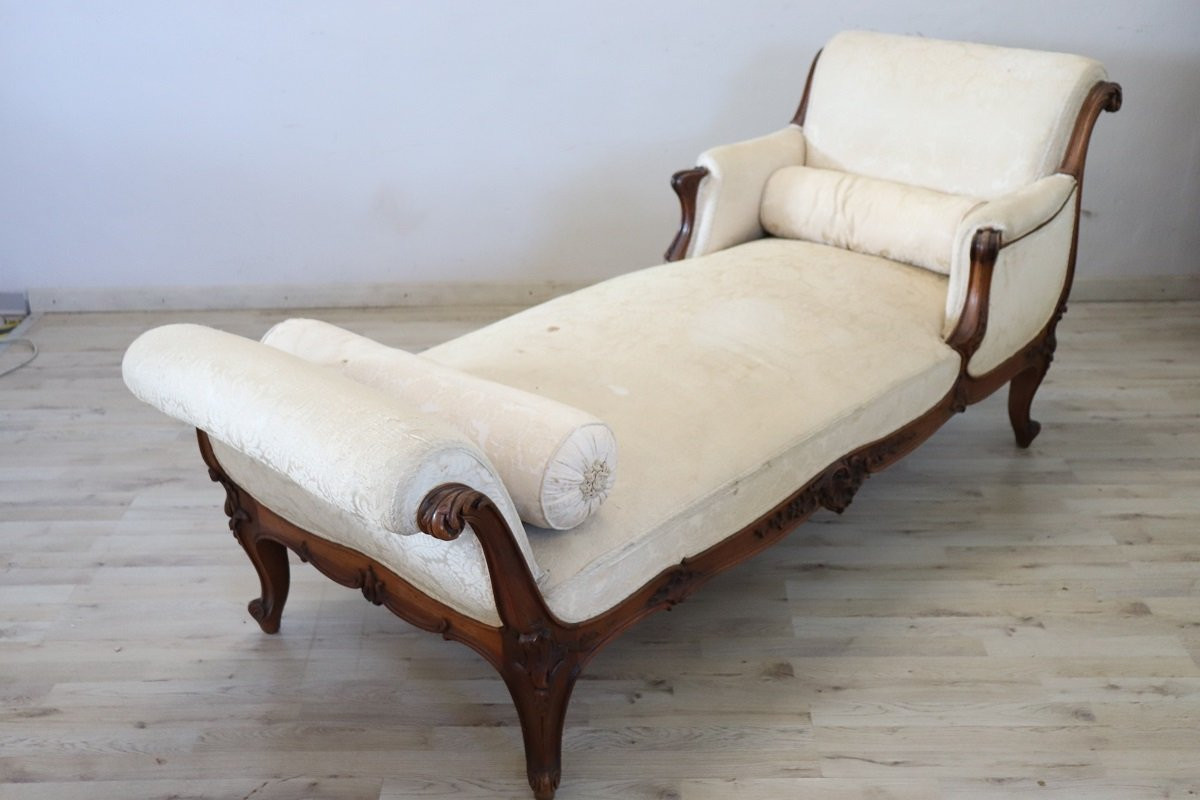 Antique Chaise Longue, Italy Late 19th Century-photo-2