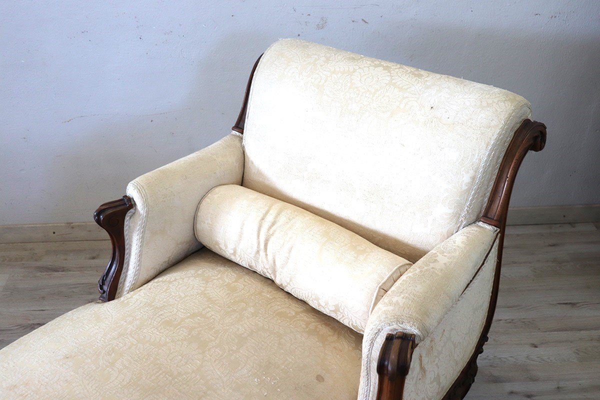Antique Chaise Longue, Italy Late 19th Century-photo-3