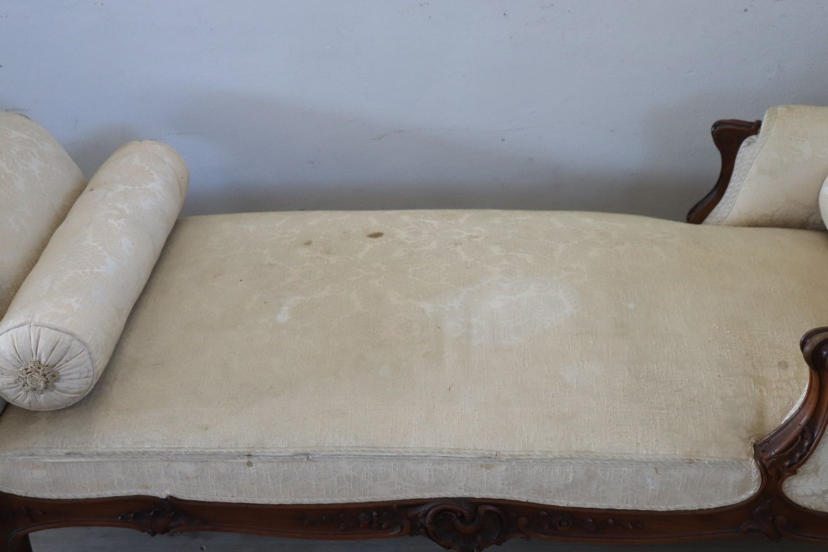 Antique Chaise Longue, Italy Late 19th Century-photo-7