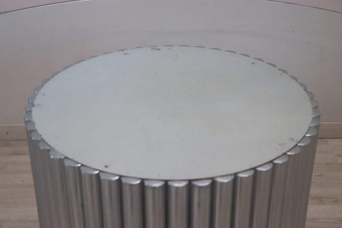 Steel And Glass Round Dining Table, Italy 1970s-photo-2