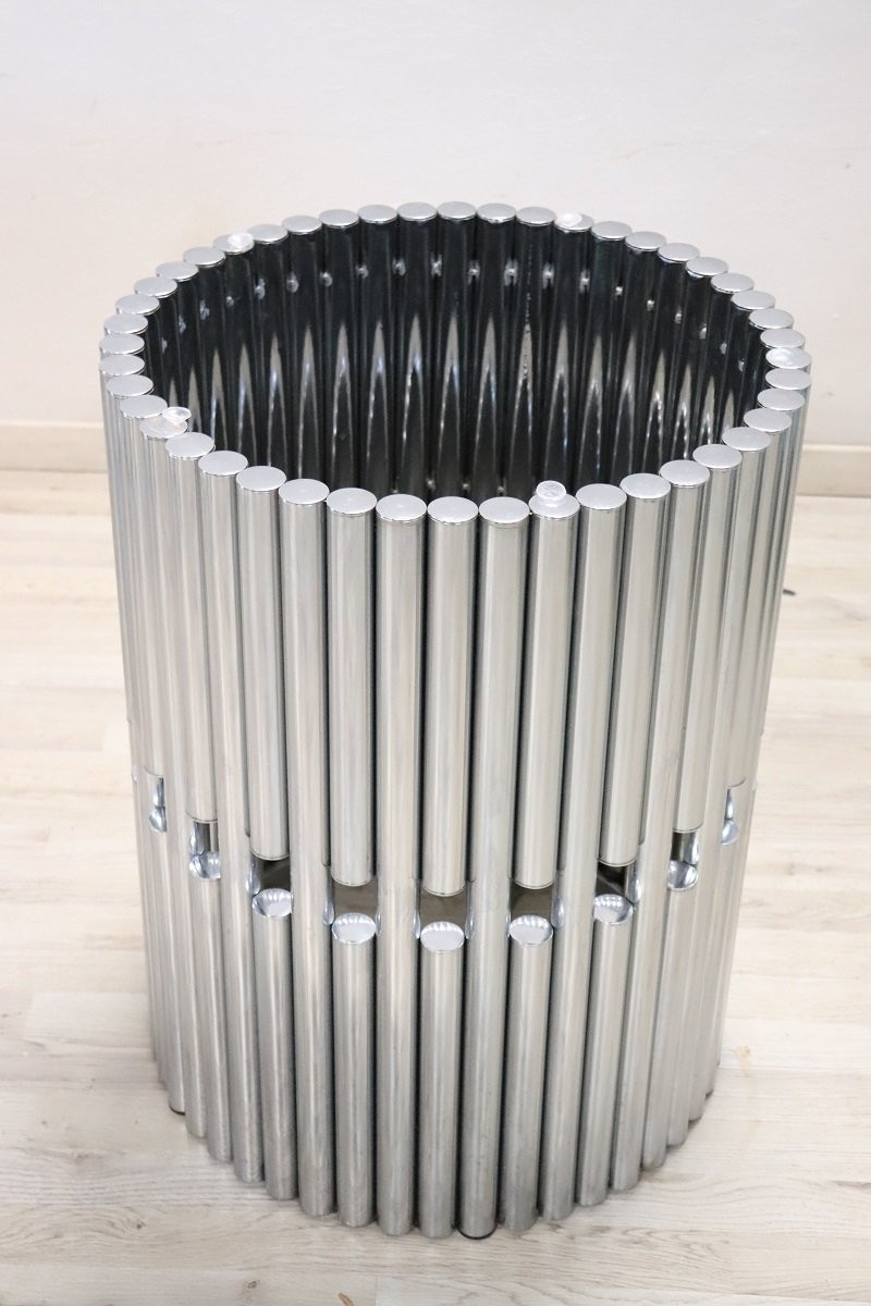 Steel And Glass Round Dining Table, Italy 1970s-photo-7