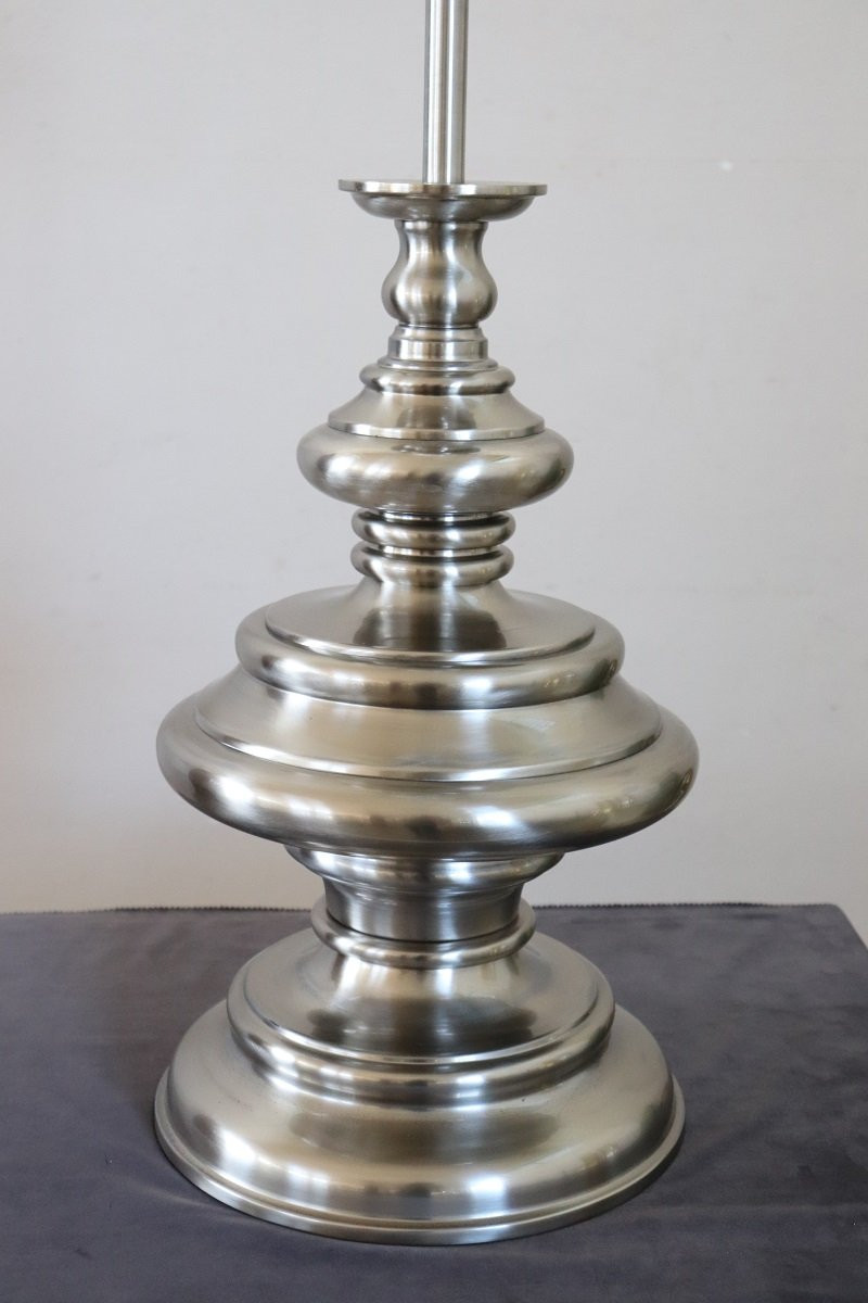 Large Table Lamp In Satin-chrome Steel By Goffredo Reggiani, Italy 1970s-photo-1
