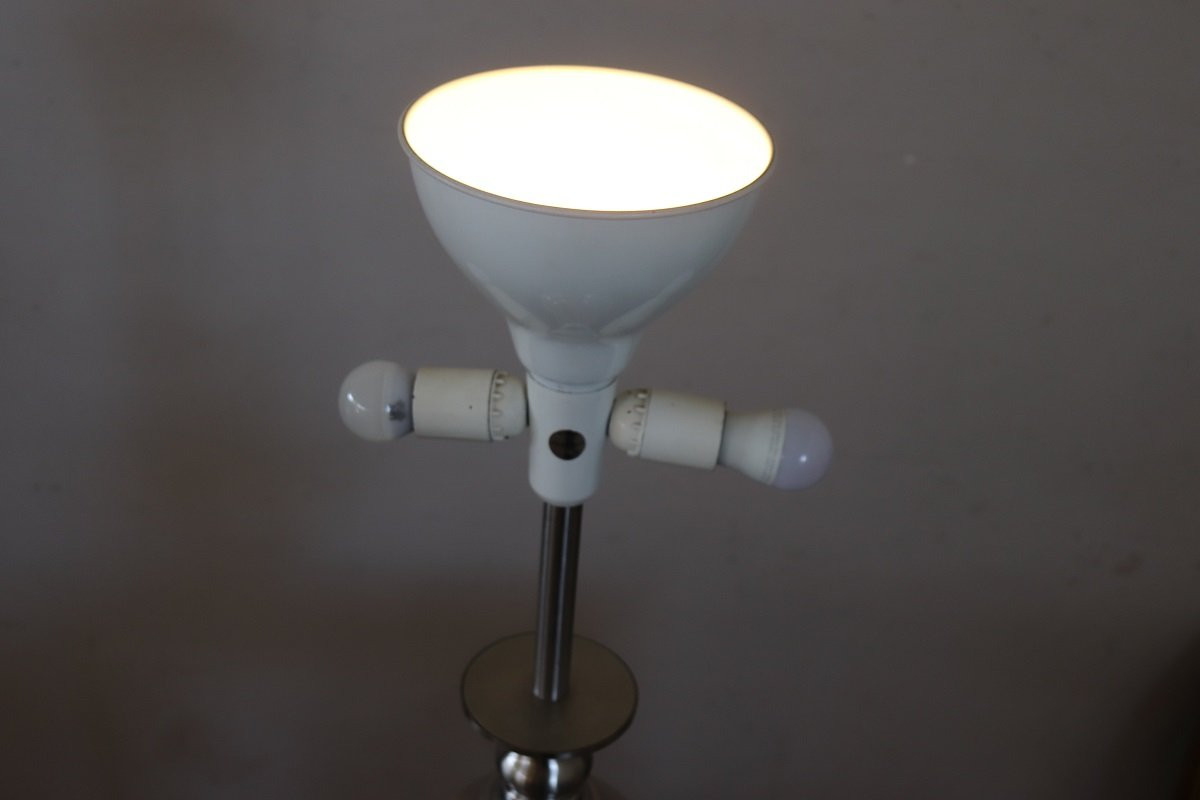 Large Table Lamp In Satin-chrome Steel By Goffredo Reggiani, Italy 1970s-photo-5