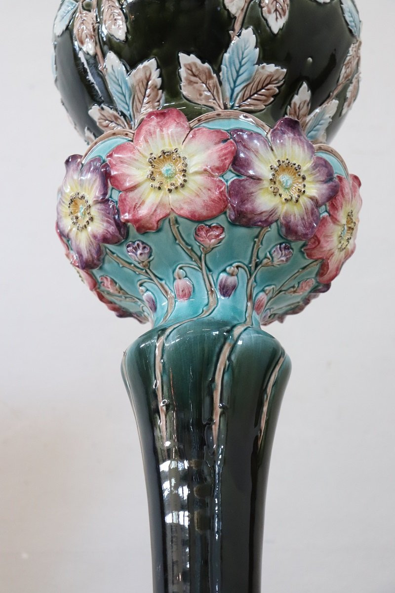 Vase à colonne en céramique Art Nouveau-photo-7