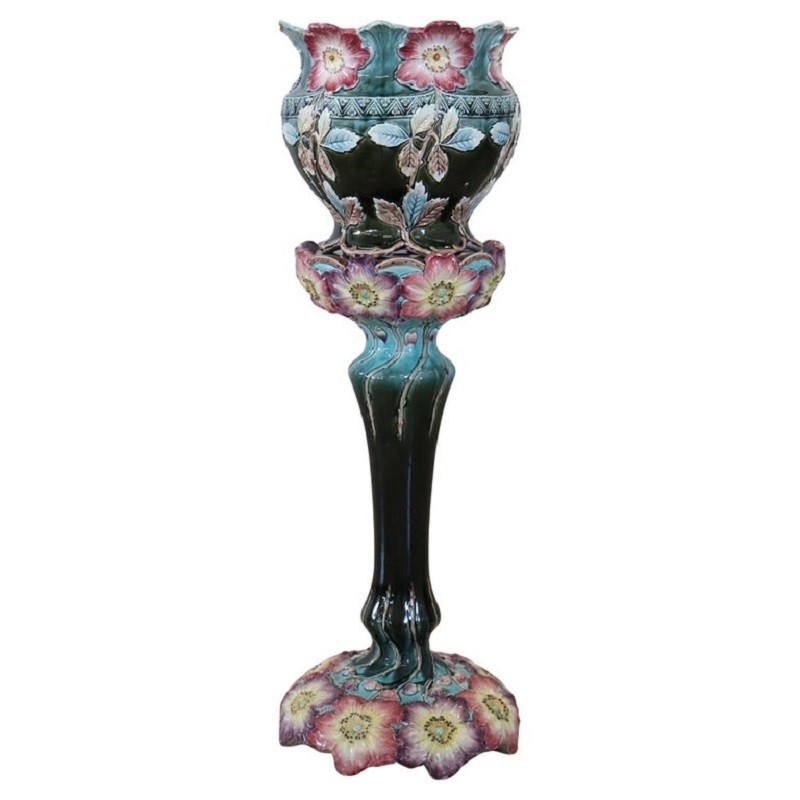 Vase à colonne en céramique Art Nouveau