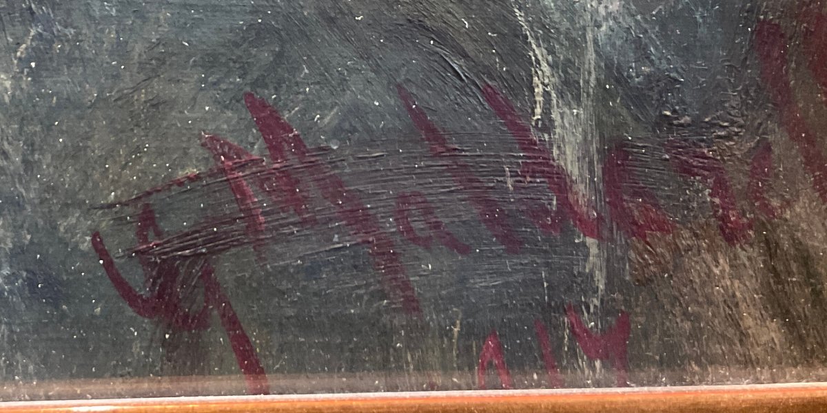 Peinture à l'huile sur toile, Portrait d'une jeune femme, Italie. Signée et datée de 1917-photo-2