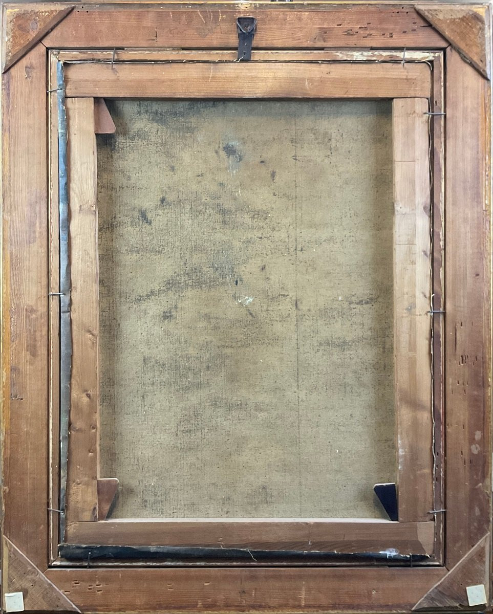 Peinture à l'huile sur toile, Portrait d'une jeune femme, Italie. Signée et datée de 1917-photo-3