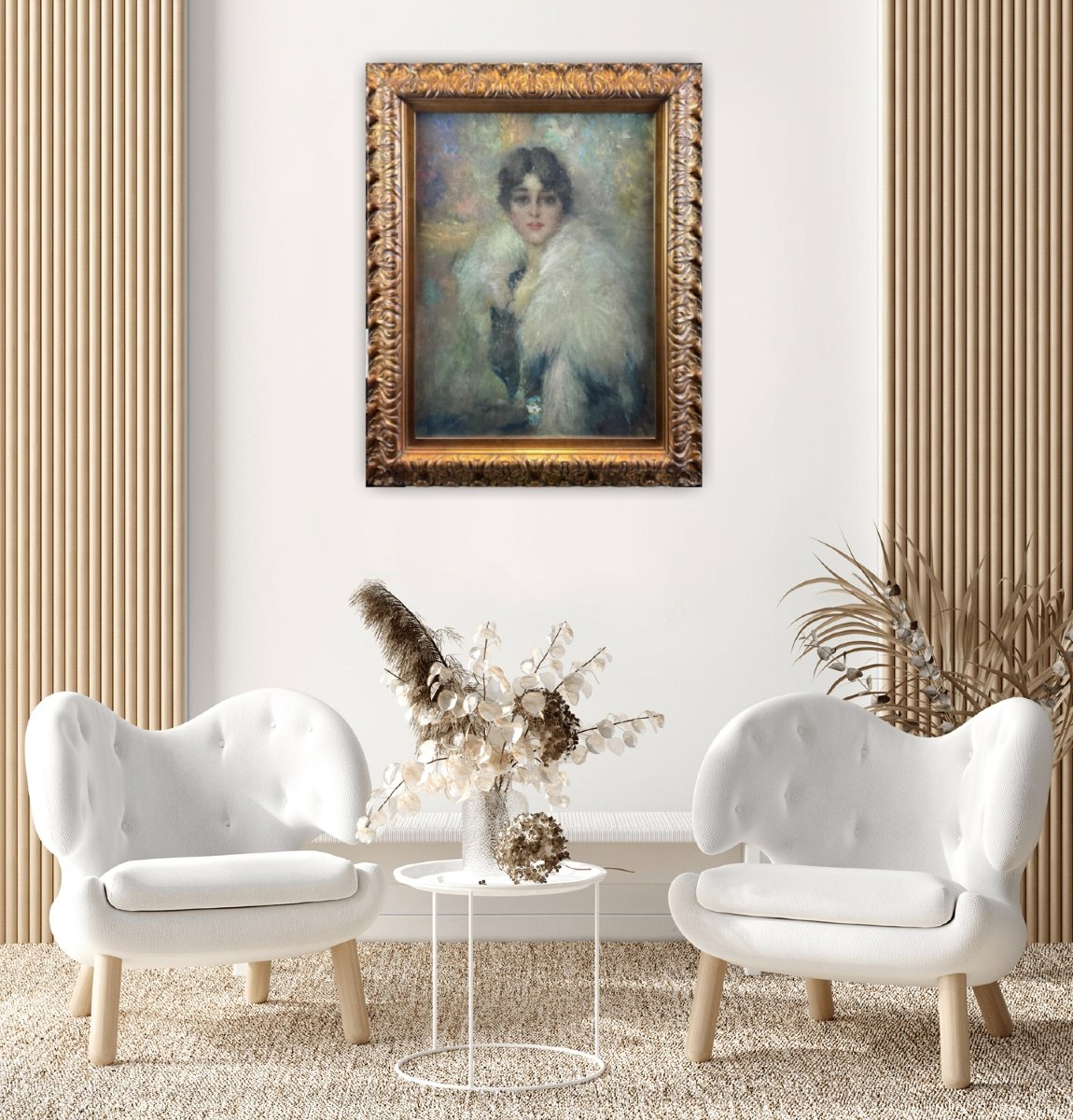 Peinture à l'huile sur toile, Portrait d'une jeune femme, Italie. Signée et datée de 1917-photo-4