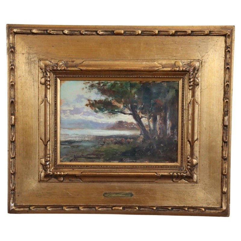 Landscape Of Ischia, Oil Painting On Board, Italy Early 20th Century