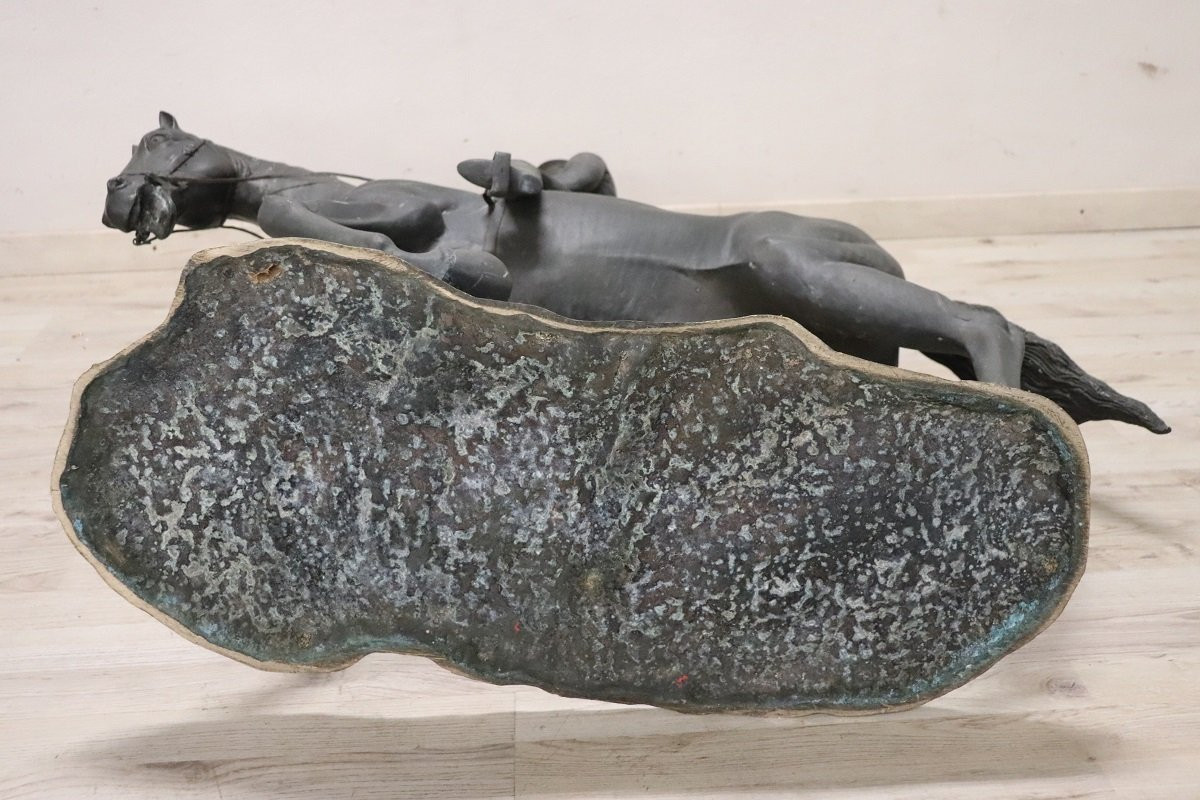 Bronze Sculpture Signed, Horse And Jockey, Height 103 Cm-photo-7