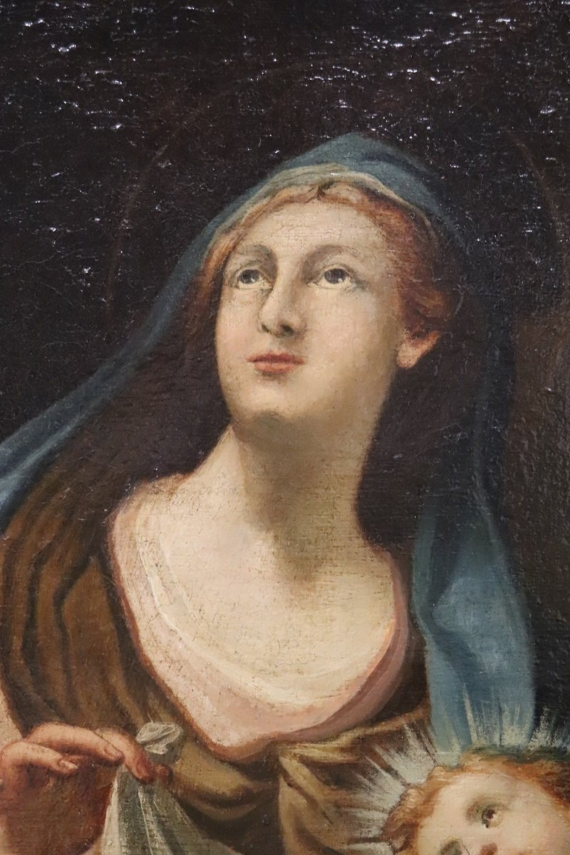 Sainte Famille, peinture à l'huile sur toile, école italienne du XVIIIe siècle-photo-1