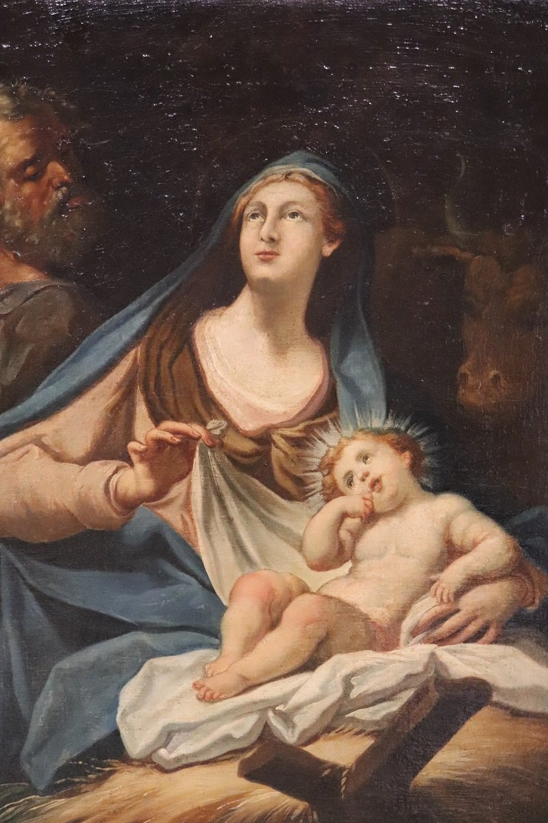 Sainte Famille, peinture à l'huile sur toile, école italienne du XVIIIe siècle-photo-7