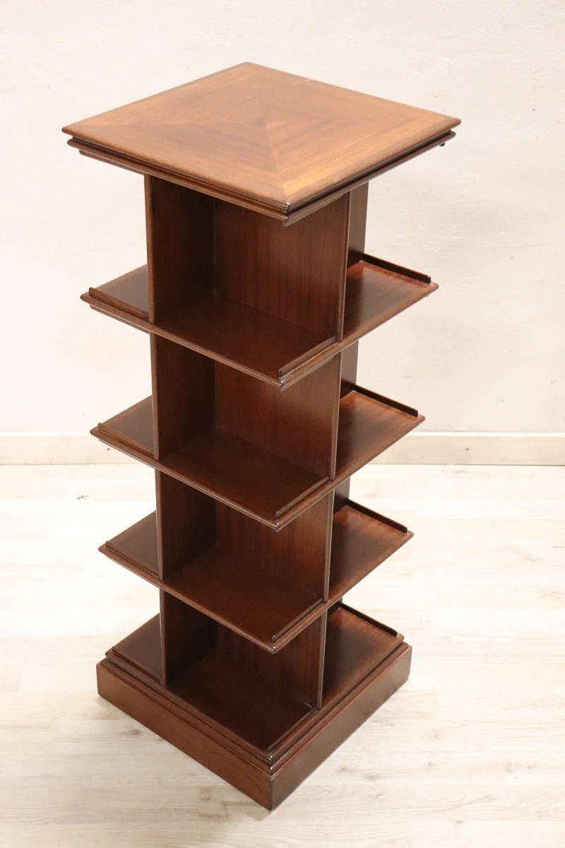 Wooden Modular Revolving Bookcase, Italy 1960s-photo-2