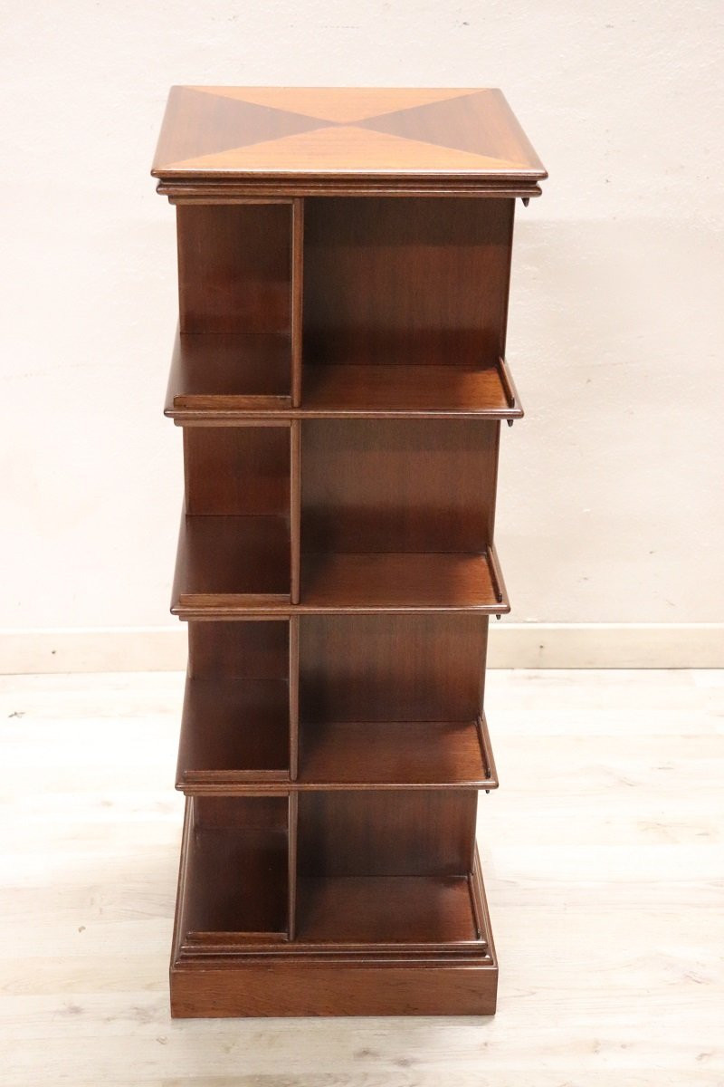 Wooden Modular Revolving Bookcase, Italy 1960s-photo-3