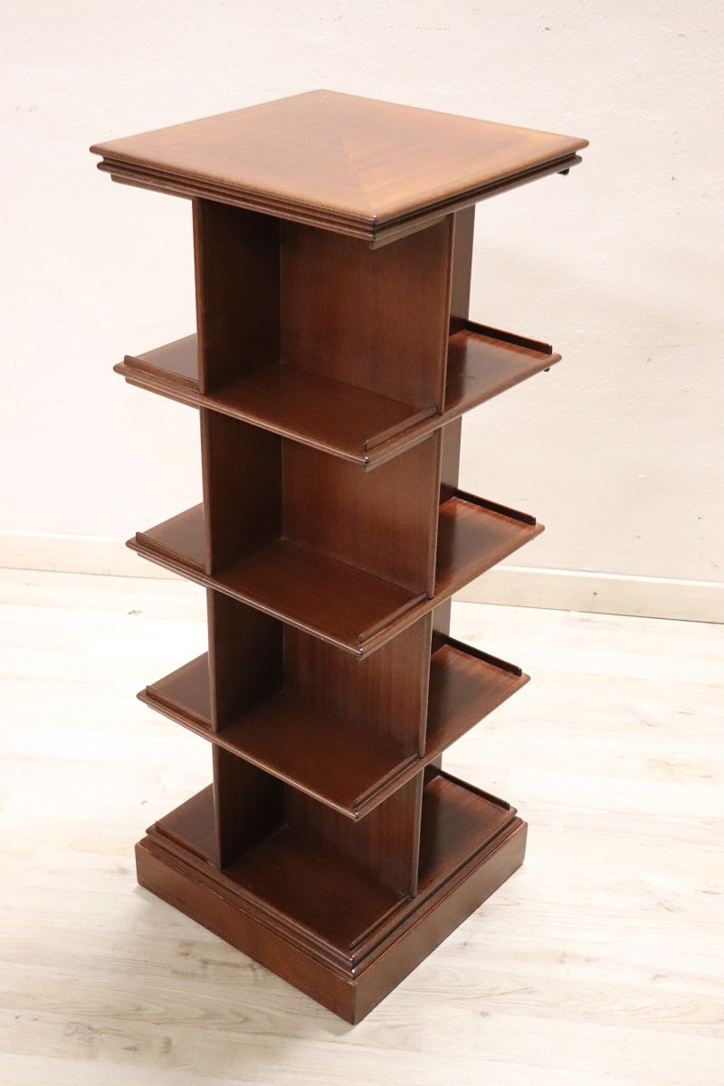 Wooden Modular Revolving Bookcase, Italy 1960s-photo-1