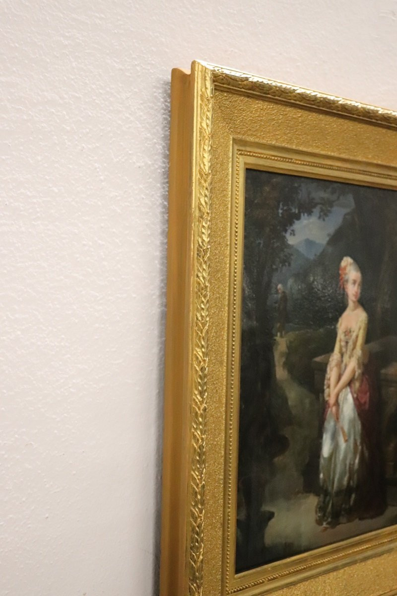 Scène romantique, peinture à l'huile, Italie, XIXe siècle-photo-6