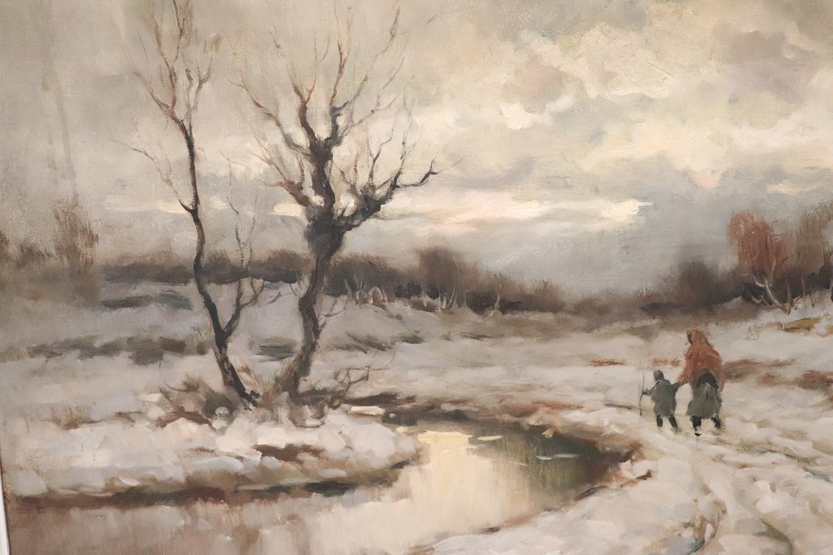 Oil Painting On Canvas, Winter Landscape, Signed Karpoff-photo-4