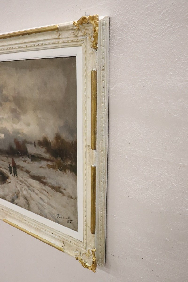 Oil Painting On Canvas, Winter Landscape, Signed Karpoff-photo-4