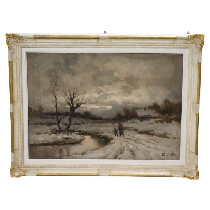 Oil Painting On Canvas, Winter Landscape, Signed Karpoff