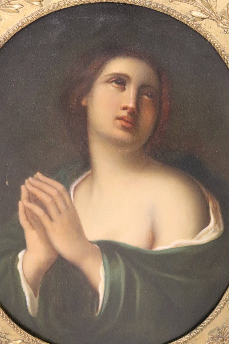 Oil Painting On Canvas, Mary Magdalene In Prayer, 19th Century-photo-2