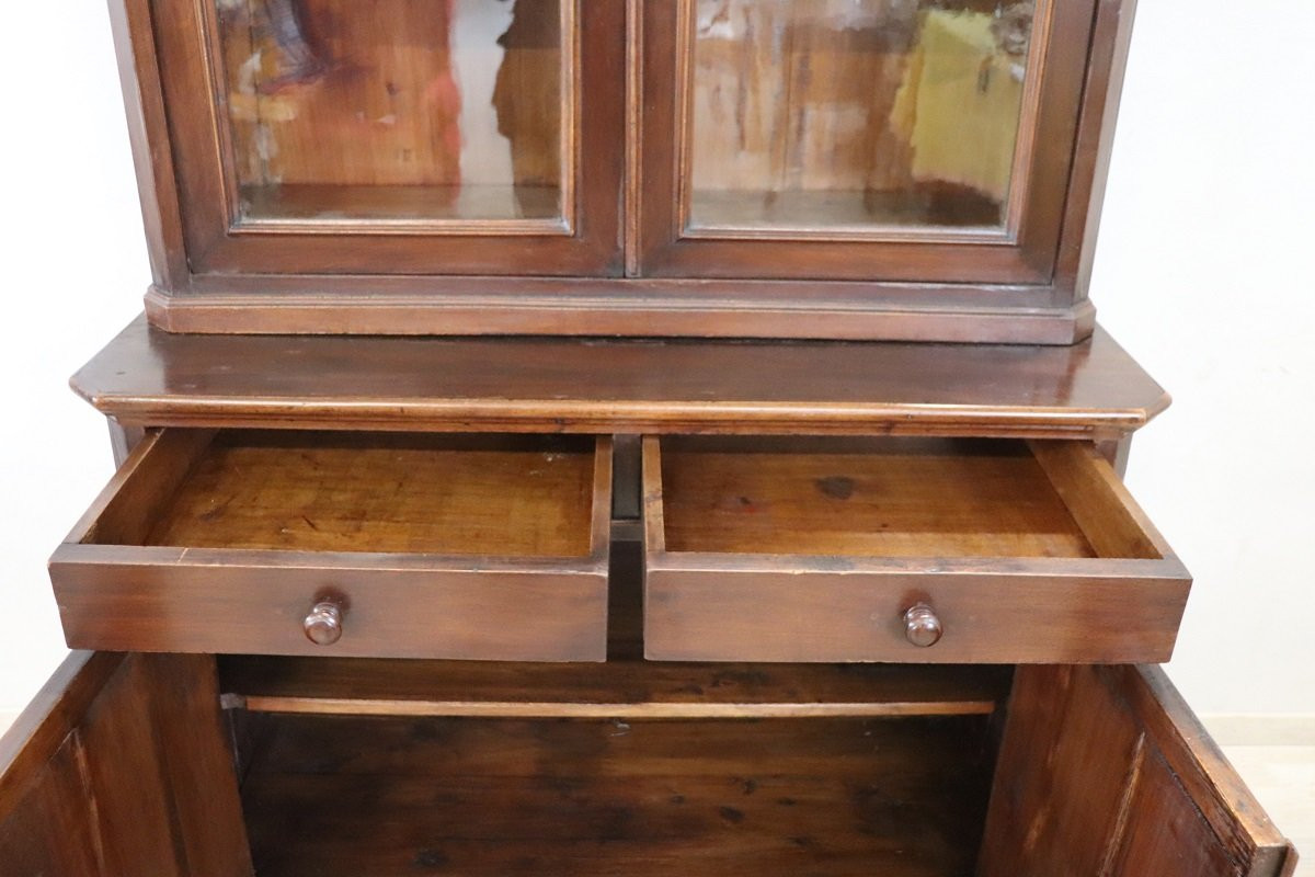 Buffet ancien en placage de noyer, Italie, XIXe siècle-photo-1