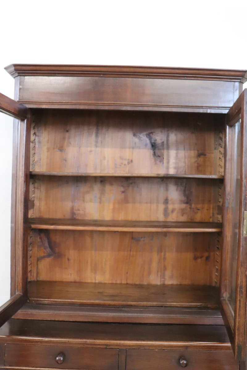 Buffet ancien en placage de noyer, Italie, XIXe siècle-photo-3