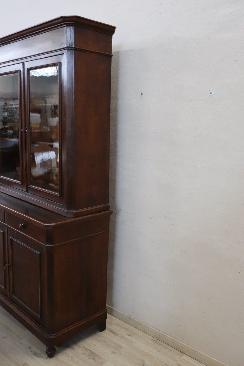 Buffet ancien en placage de noyer, Italie, XIXe siècle-photo-8