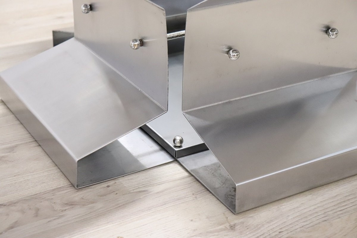 Table basse carrée en acier et verre, Italie, années 1970-photo-2