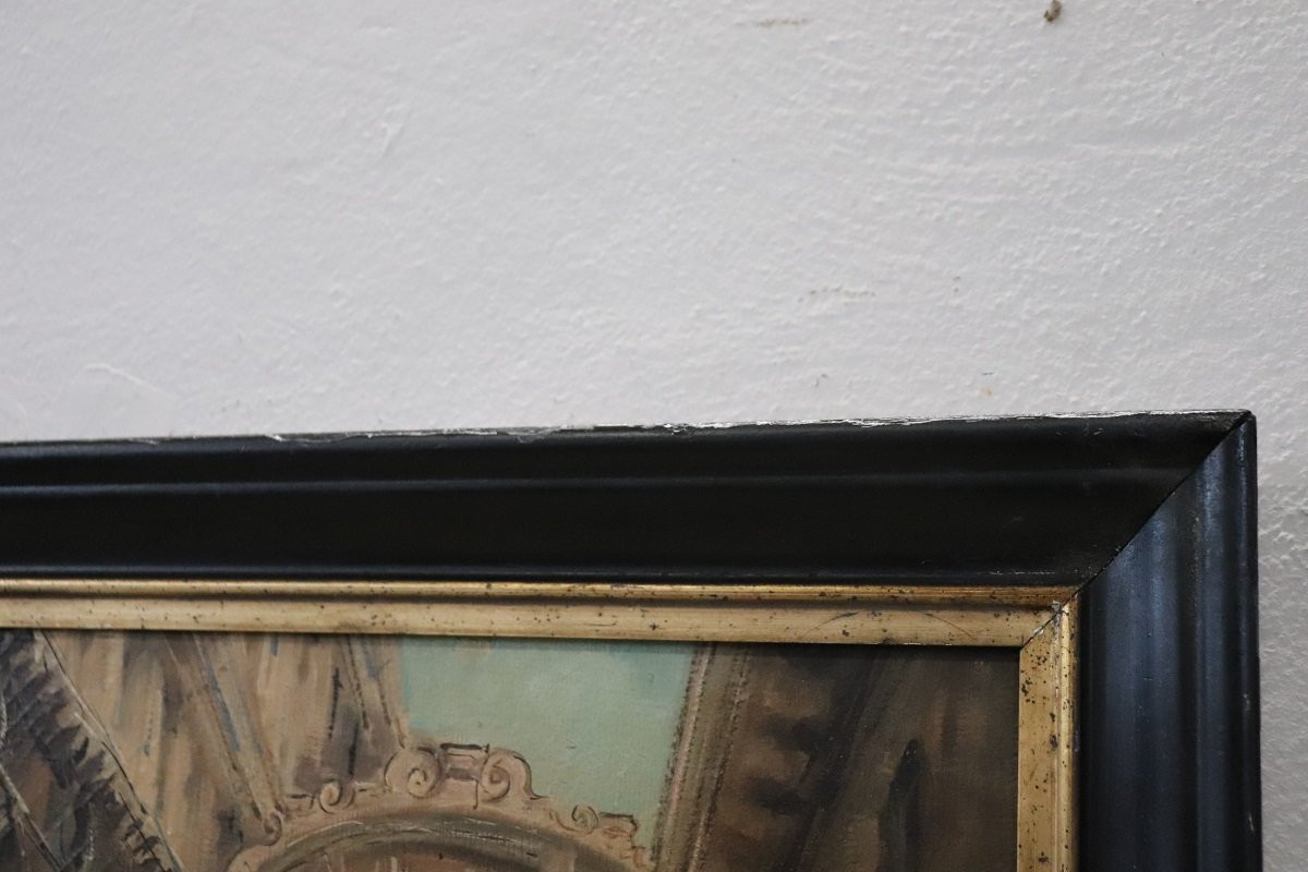 Venise, le Pont des Soupirs, huile sur toile, Italie, XXe siècle, signée C. Rizzi-photo-3