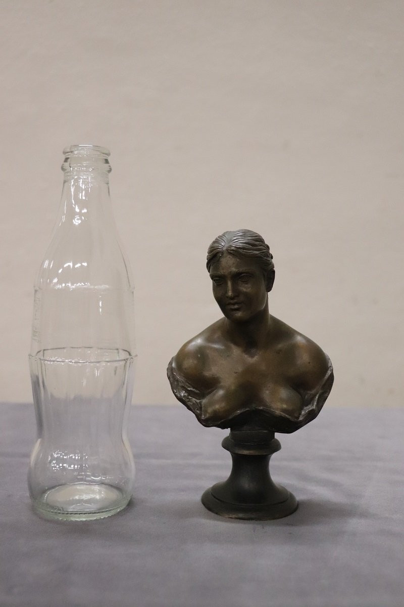 Small Bust Of A Young Woman In Bronze, Italy, Signed Gemito-photo-2
