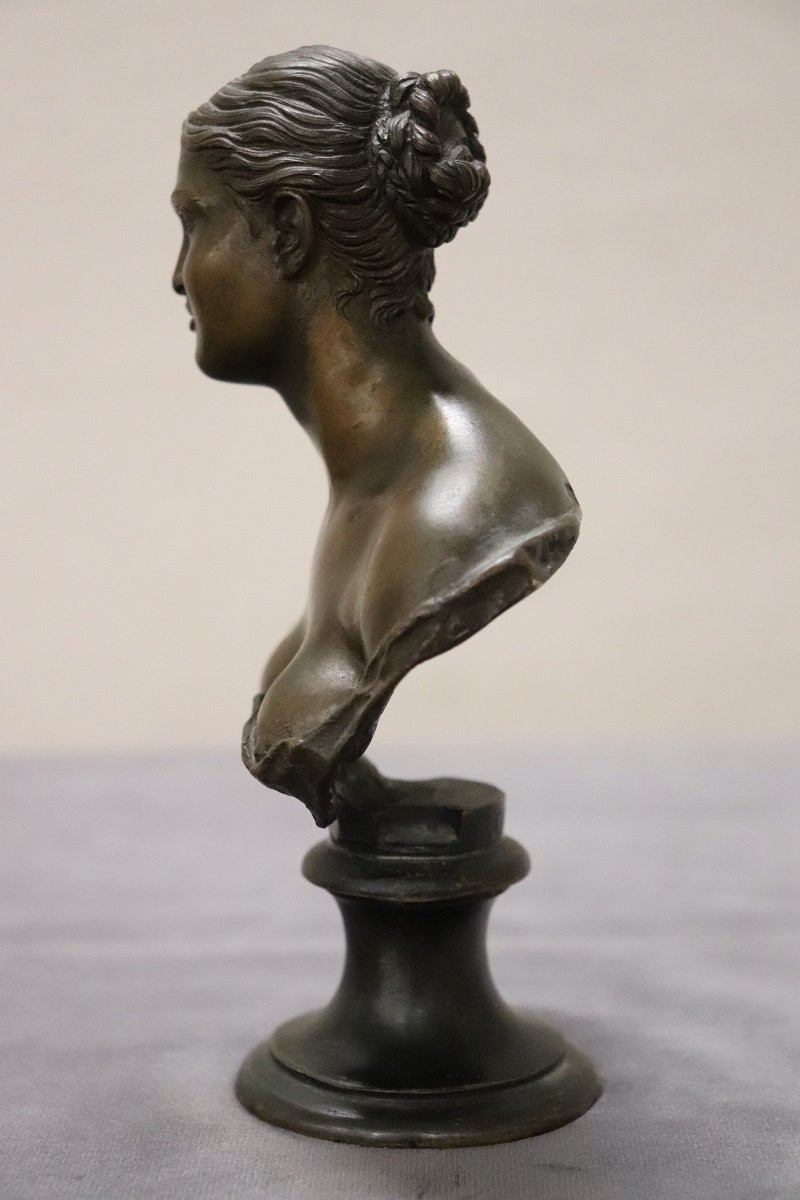 Small Bust Of A Young Woman In Bronze, Italy, Signed Gemito-photo-4