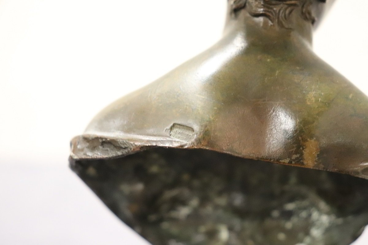 Small Bust Of A Young Woman In Bronze, Italy, Signed Gemito-photo-2